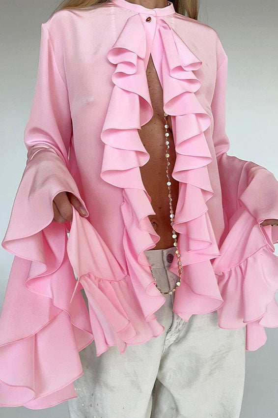 Chiffon Flare Sleeve Blouse