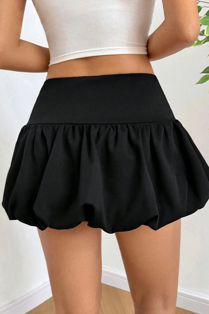 High Waist Lined Anti-exposure Bubble Mini Skirt