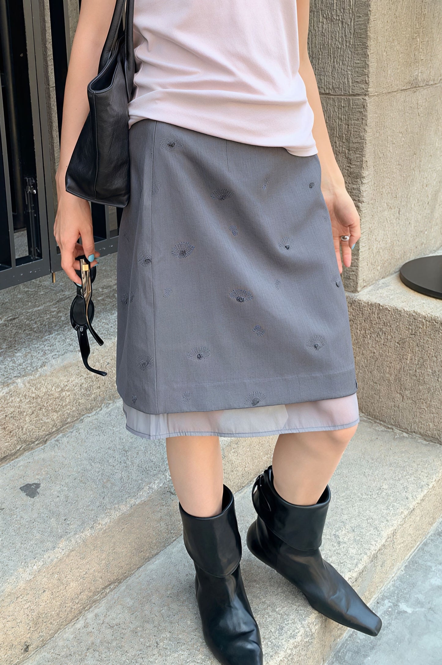 Embroidered Mesh Mini Skirt