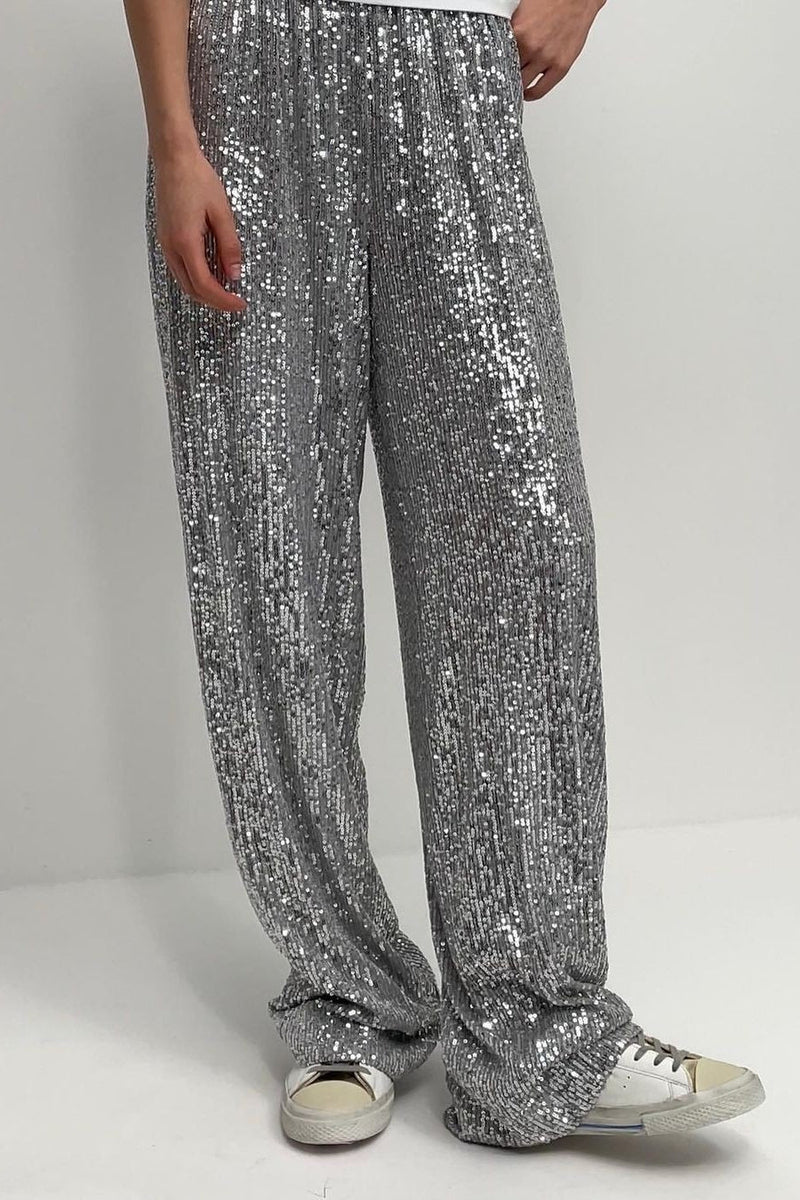 Sequin Wide Leg Loose Pants