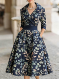 Women's abstract jacquard printed mid-length dress