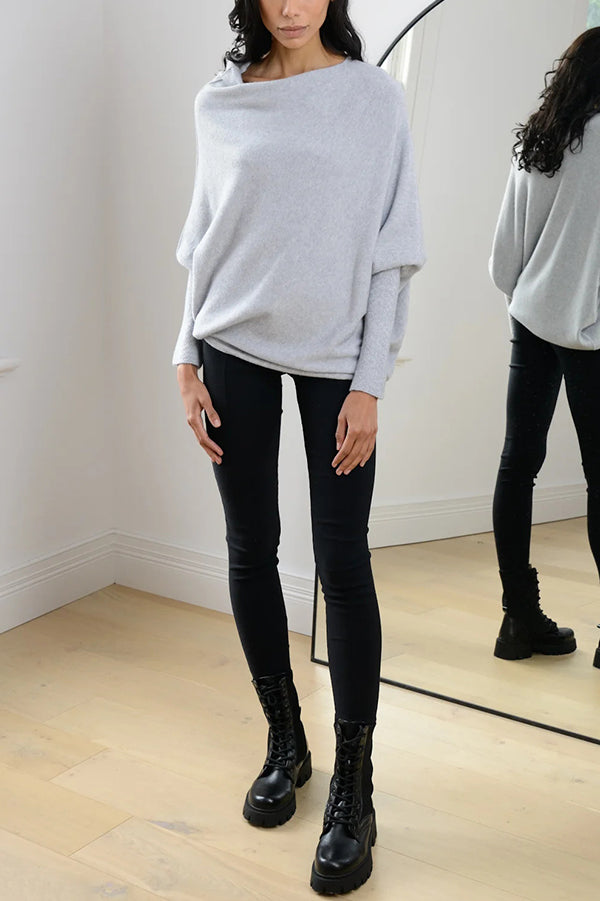 Color Round Neck Long Sleeve Loose Knitted Sweater