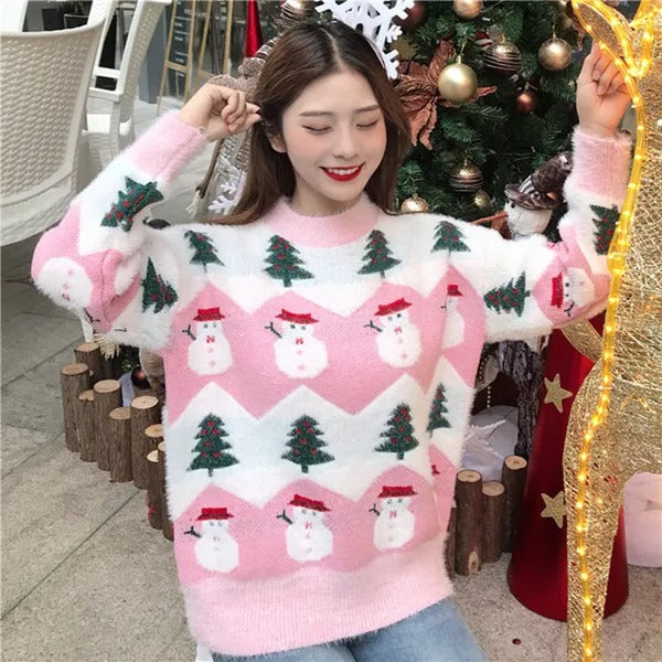 Celia® | Christmas sweater with Santa Claus and Christmas tree motifs