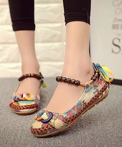 Style Handmade Beaded Flat Sole Single Shoes