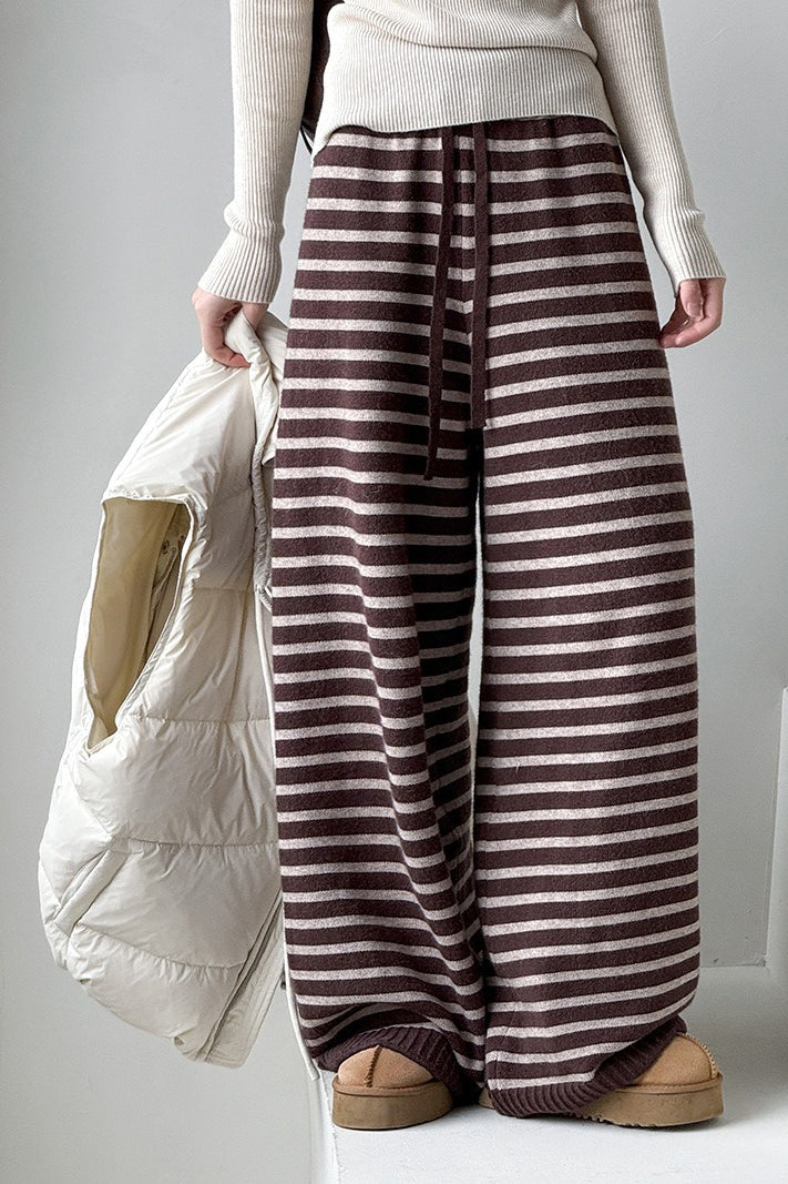 Striped Knit Thickened Pants