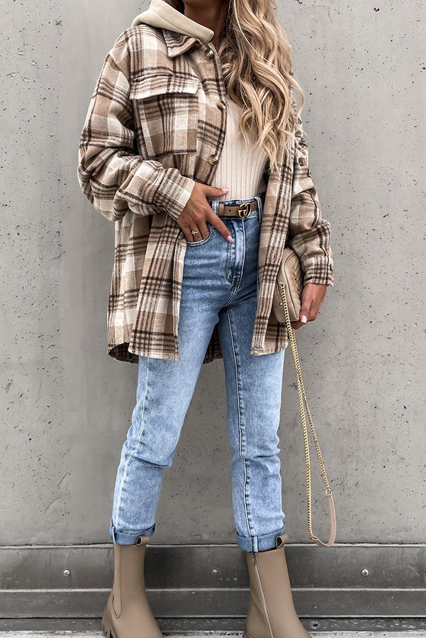 Street Style Plaid Hooded Coat