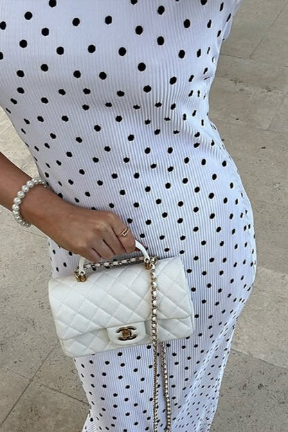 Polka Dot Round Neck Maxi Dress