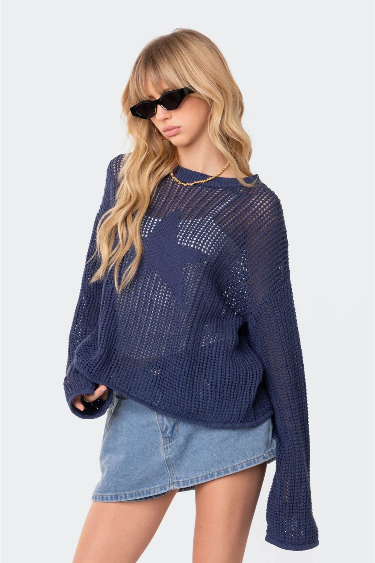 Hollow Knit Pullover Sweater