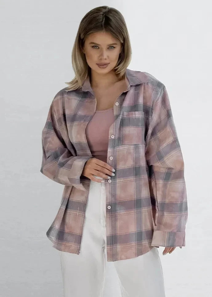 Relaxed Fit Plaid Long Sleeve Shirt – Coat
