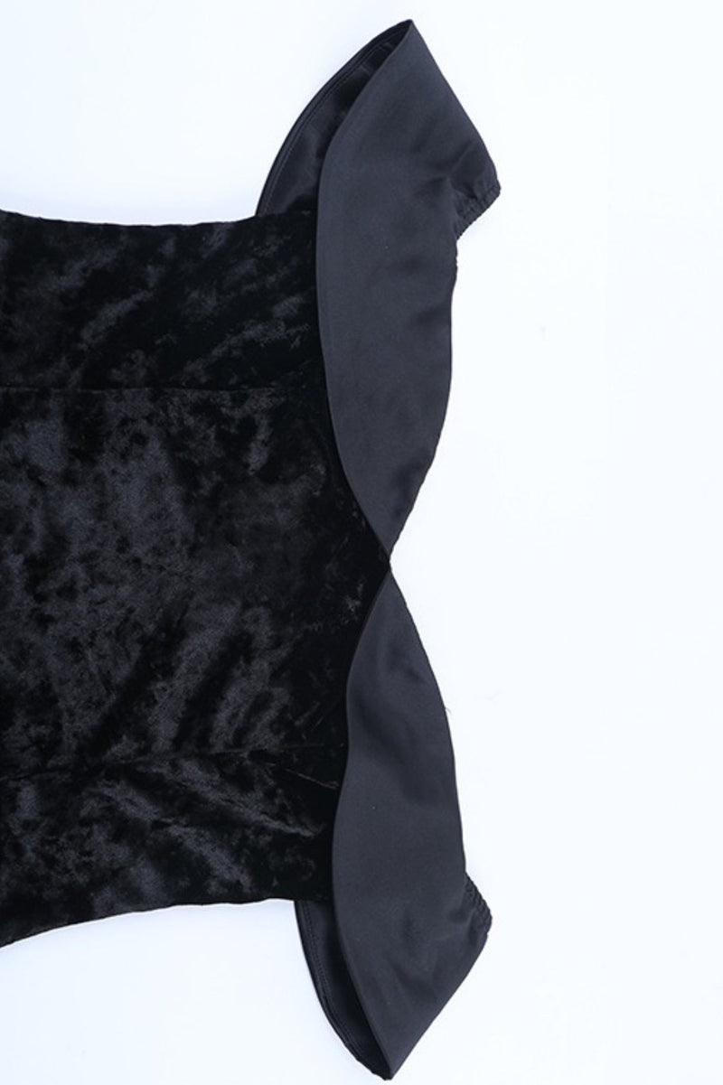 Off Shoulder Backless Velvet Bodycon Mini Dress