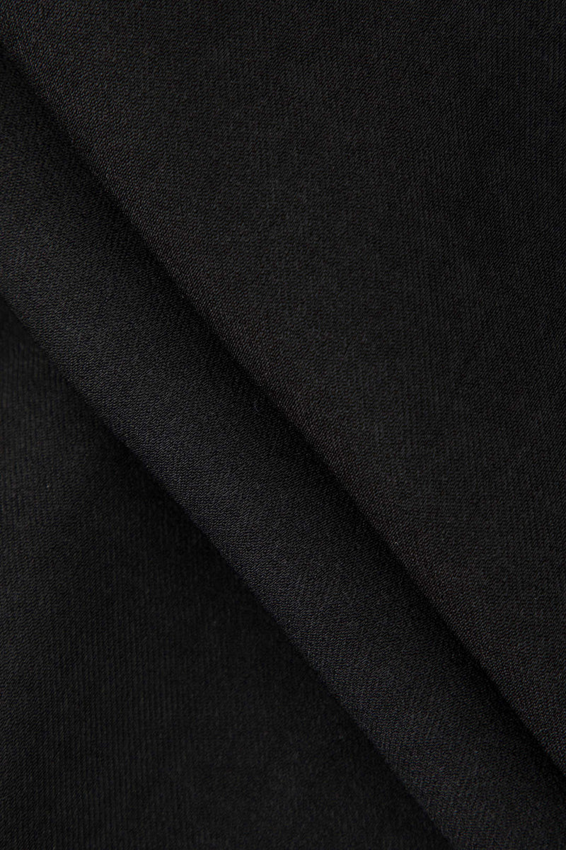 Black Draped Wrap Straight Leg Suit Pants