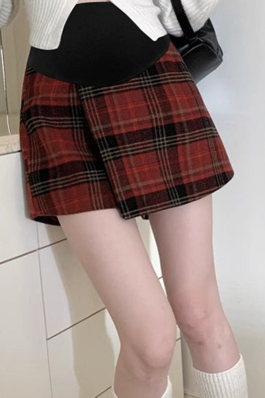 Red Plaid A-line Skirt