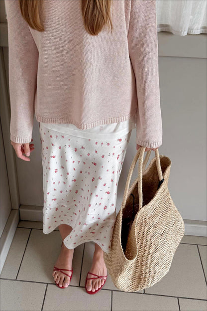 Lace Panel Midi Skirt