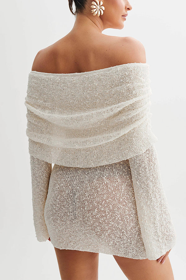 Fashionable and Off-shoulder Long-sleeved Mini Dress