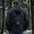 Men's Viking Dragon Style Celtic Art Knit Hooded Zip-up Sweater artswardrobe