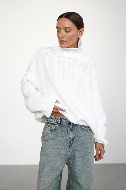 Loose Fit Turtleneck Euro Knit Sweater