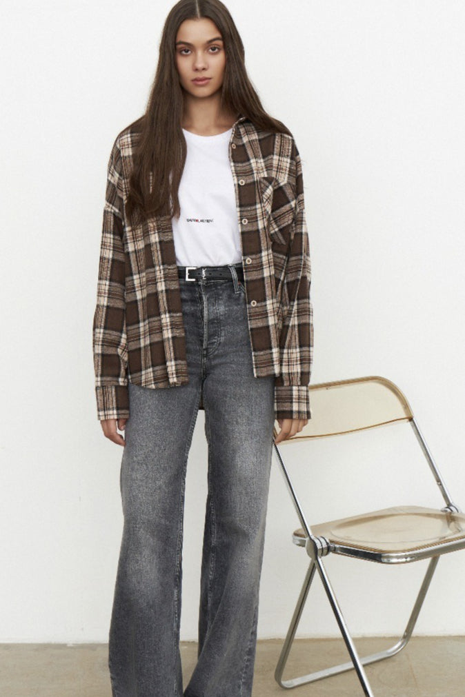 Plaid Relaxed Fit Blouse