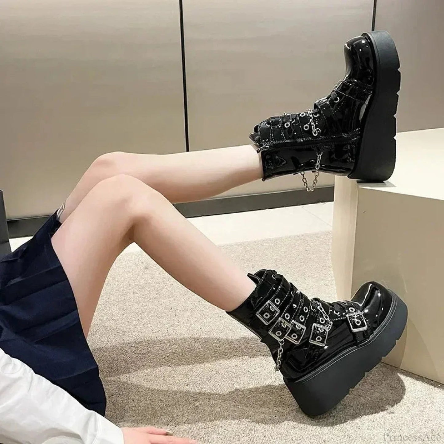 Large Size Gothic Motorcycle Elevated Boot