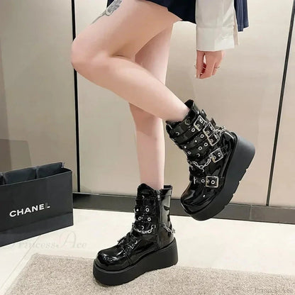 Large Size Gothic Motorcycle Elevated Boot