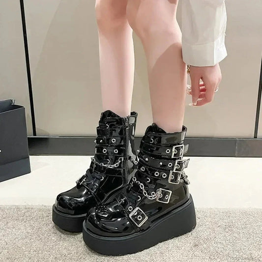 Large Size Gothic Motorcycle Elevated Boot