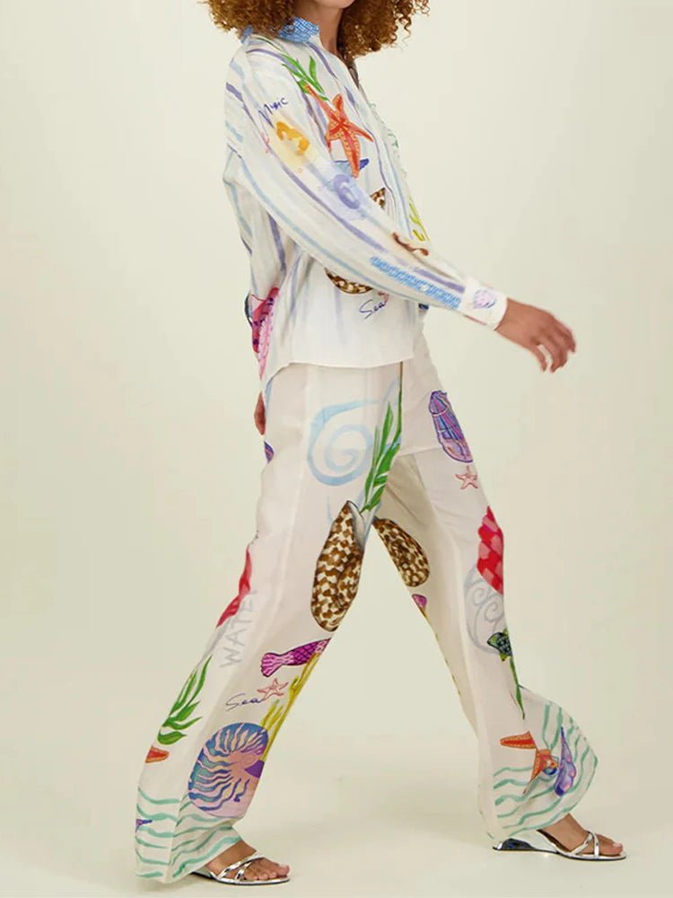 Print Shirt and Pants 2 Piece Set