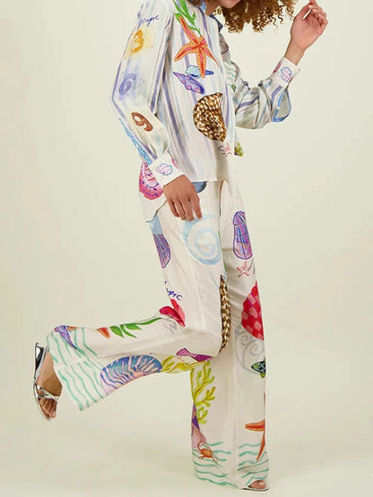 Print Shirt and Pants 2 Piece Set
