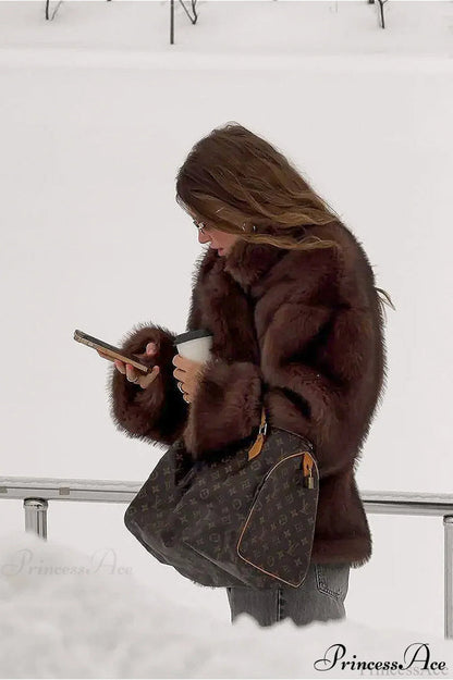 Faux Fur Lapel Warm Coat