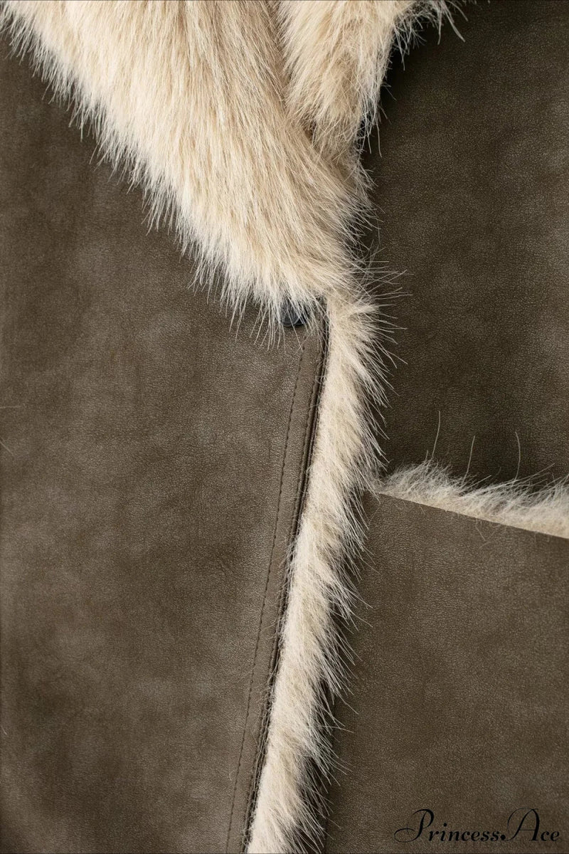 Faux Fur Reversible Long Collared Overcoat