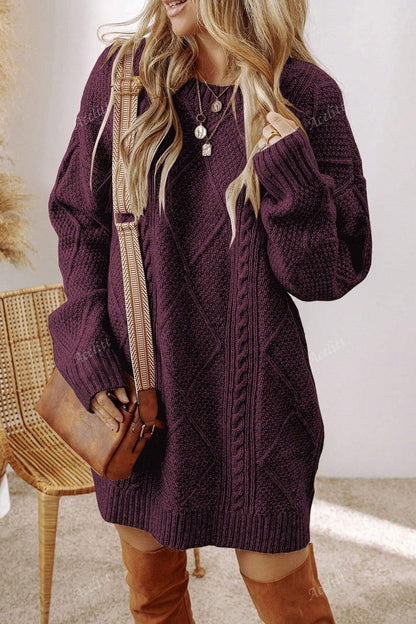 Textured Knit Midi Sweater
