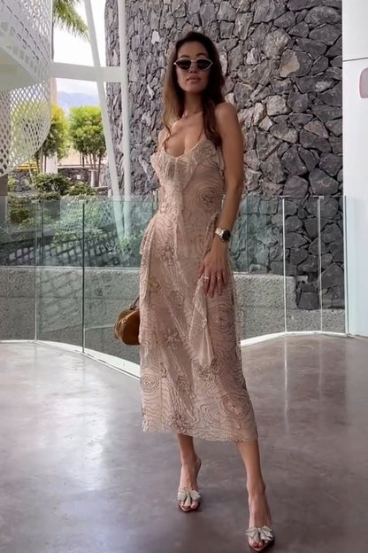 Embellished Sheer Maxi Dress