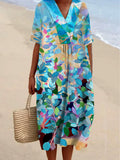 Colored Leaves Printed Women's Casual Cotton And Linen