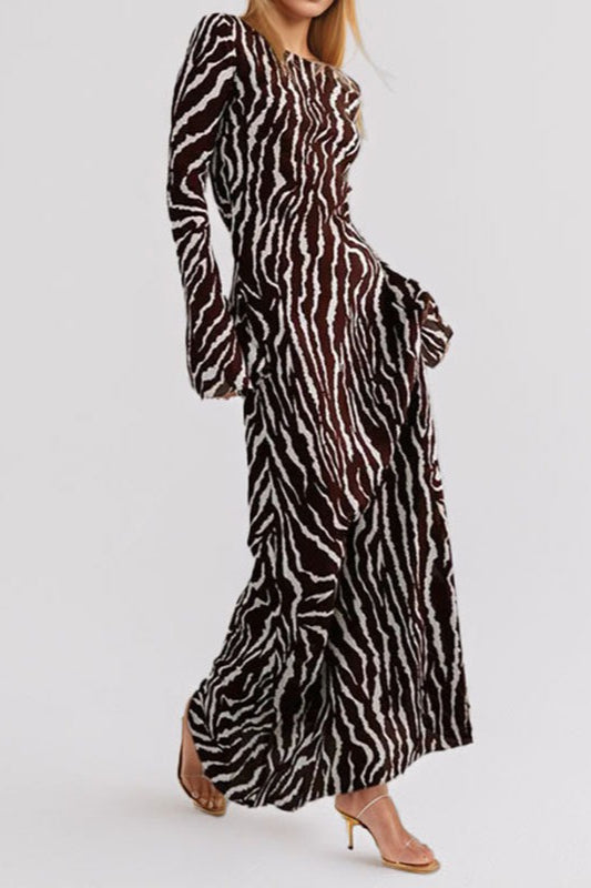 Print Long Sleeve Maxi Dress