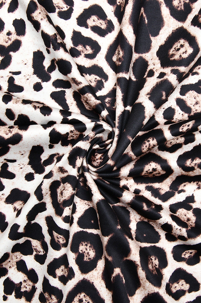 Leopard Mock Neck Bodycon Maxi Dress