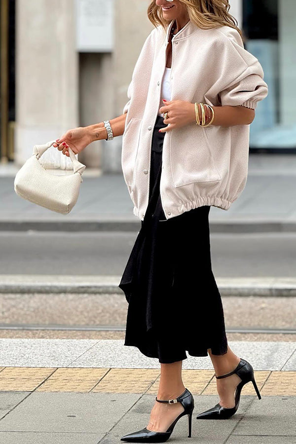 Color Coat With Stand Collar and Large Pockets
