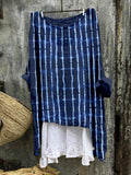Comstylish Tie Dye Bamboo Pattern Linen Blend Flowy Tunic