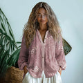 Bohemian Style Linen Floral Art Print Long Sleeve Shirt elevenforest