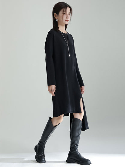 Long Sleeves Loose Color High-neck Shawl&sweater Dresses Two Pieces Set