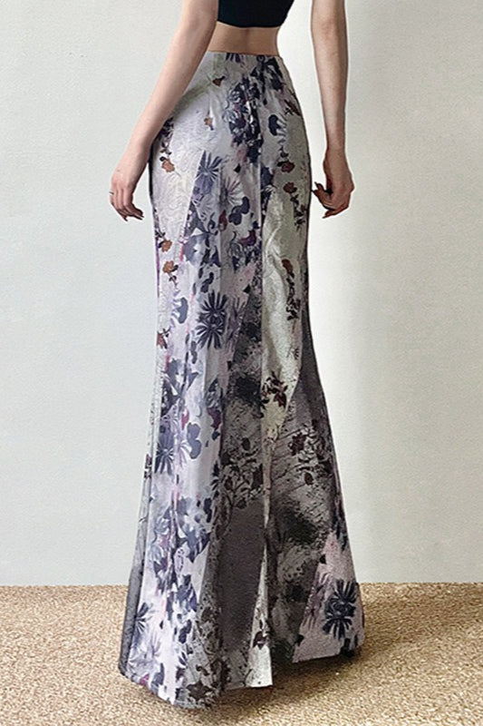Botanical Print Bodycon Maxi Skirt