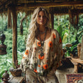 Vintage Bohemian Floral Design Women's T-shirt elevenforest