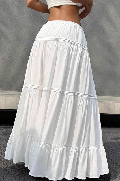 Ballet Gentle White Low Waist a Line Maxi Skirt