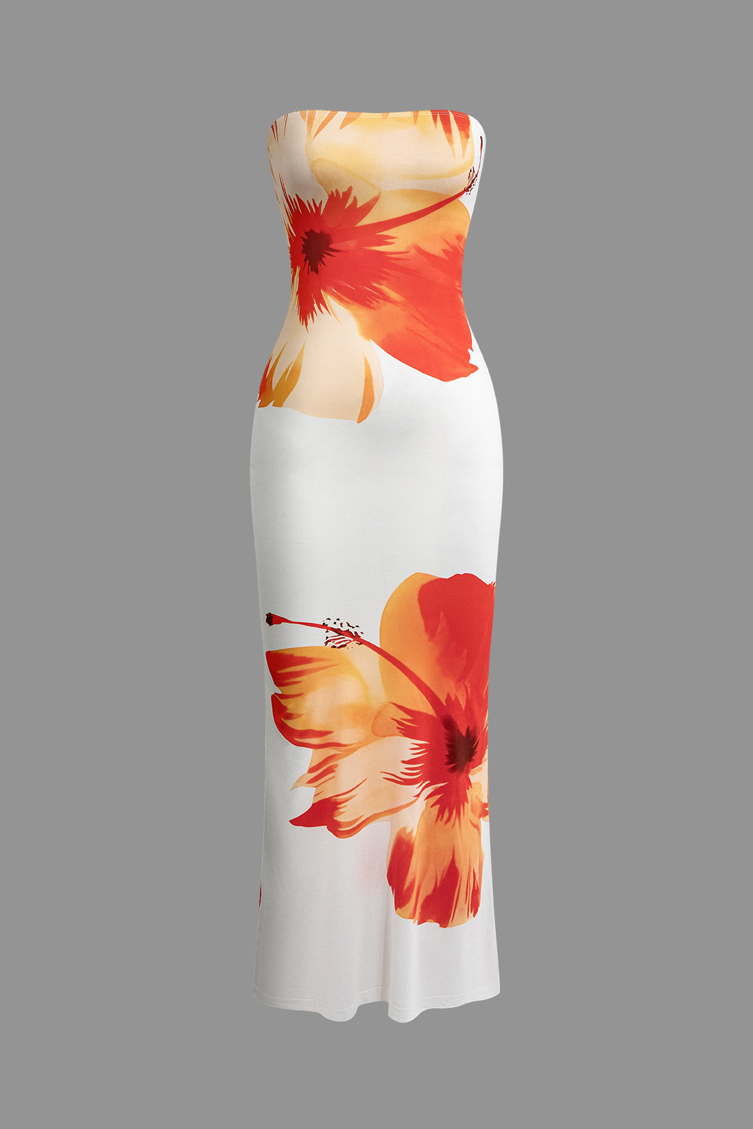 Sunny Sweet Cascade Strapless Slim Midi Dress