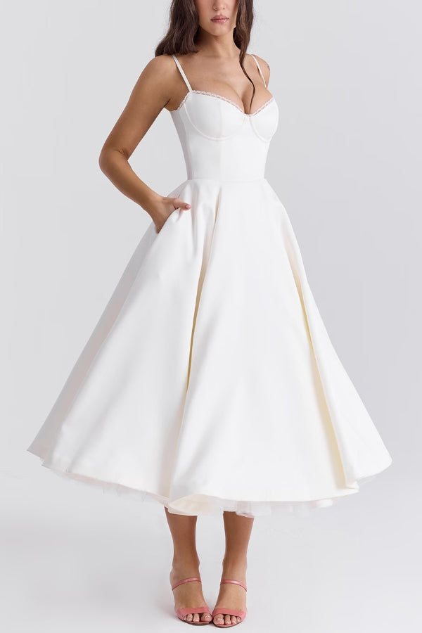 Suspender V-neck Sleeveless Tutu Maxi Dress