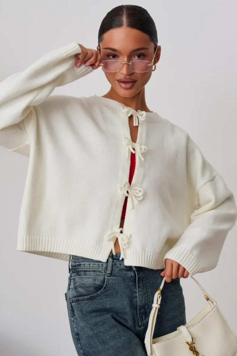 Loose Tie Waist Knit Cardigan