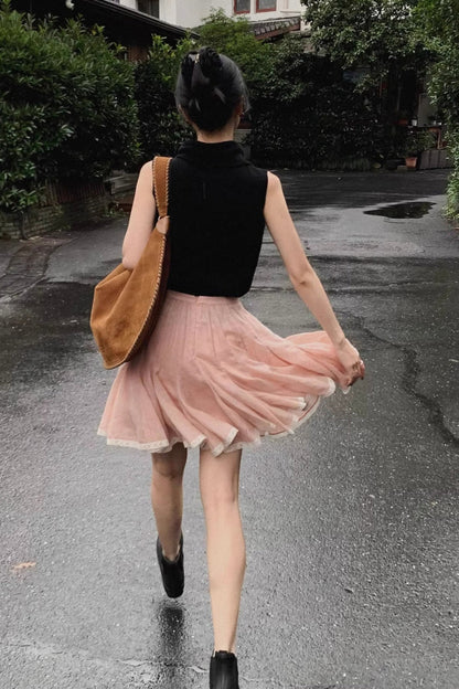 Flowy Smoky Pink Voluminous Princess Mini Skirt