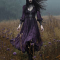 Gothic Embroidered Pattern Long-sleeved Midi Dress elevenforest