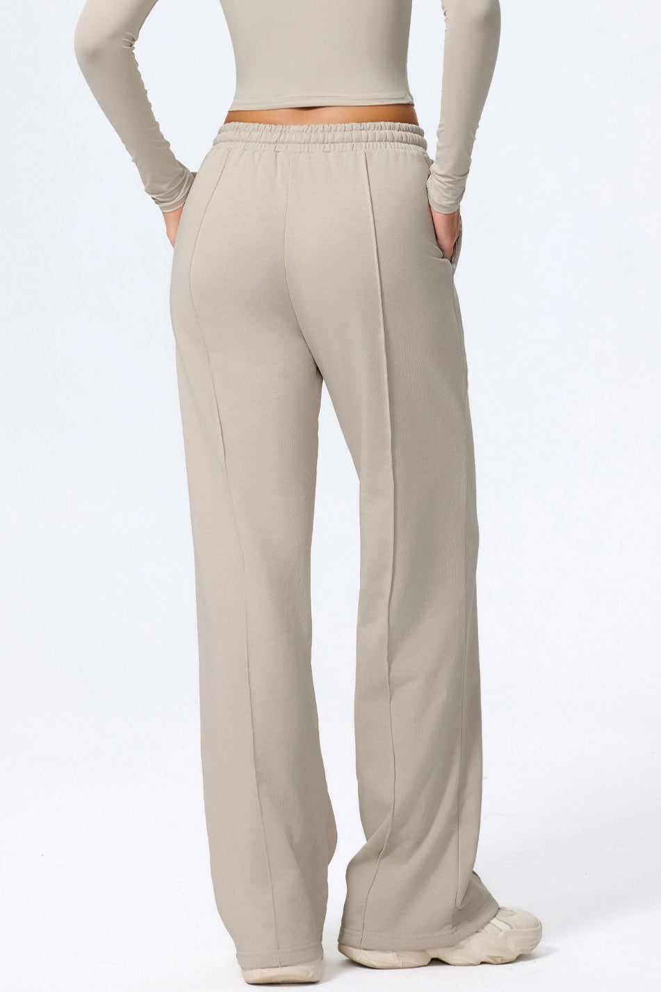 Relaxed Straight Leg High Waist Knit Pants