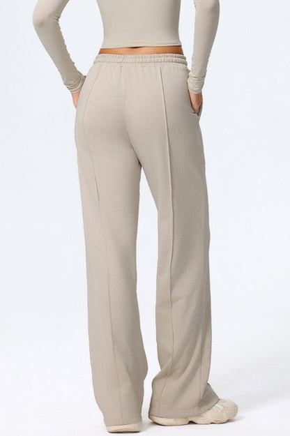 Relaxed Straight Leg High Waist Knit Pants