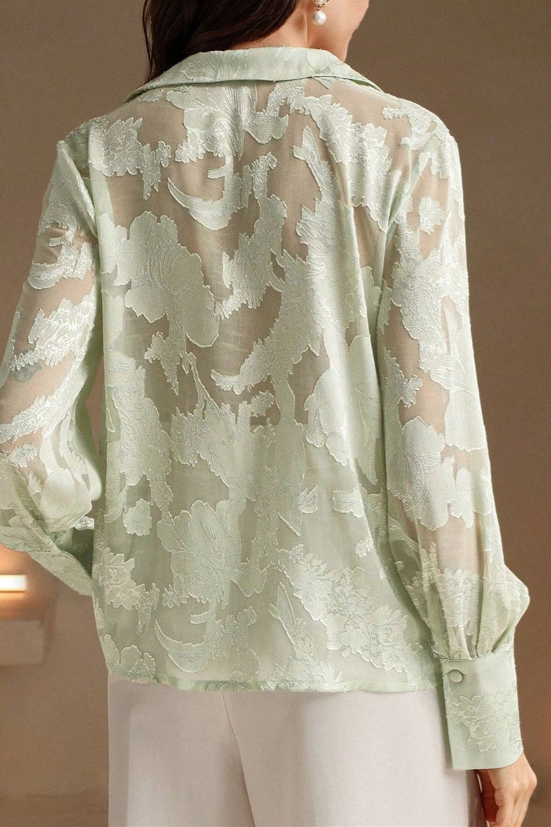 Embroidered Turtleneck Spring-summer Blouse