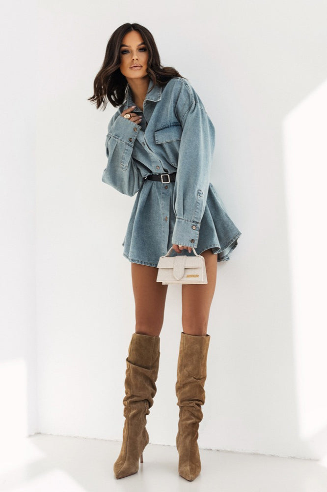 Distressed Denim Blouse