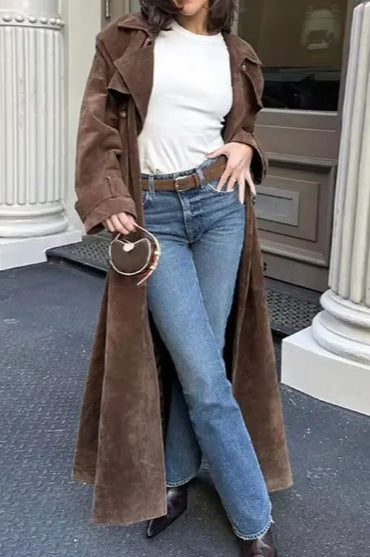 Brown Belted Long Coat